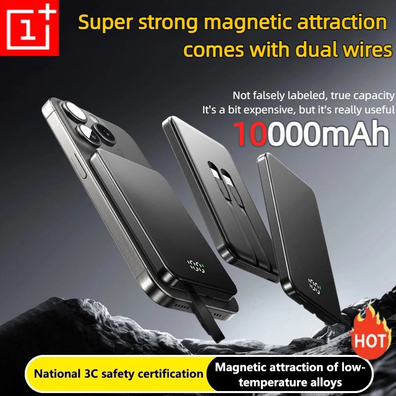 ONEPLUS 10000mAh Wireless Magnetic Power Bank Super Fast Charging Real Large Capacity Portable Battery Charger For iPhone Huawei - AMULET RING STORE