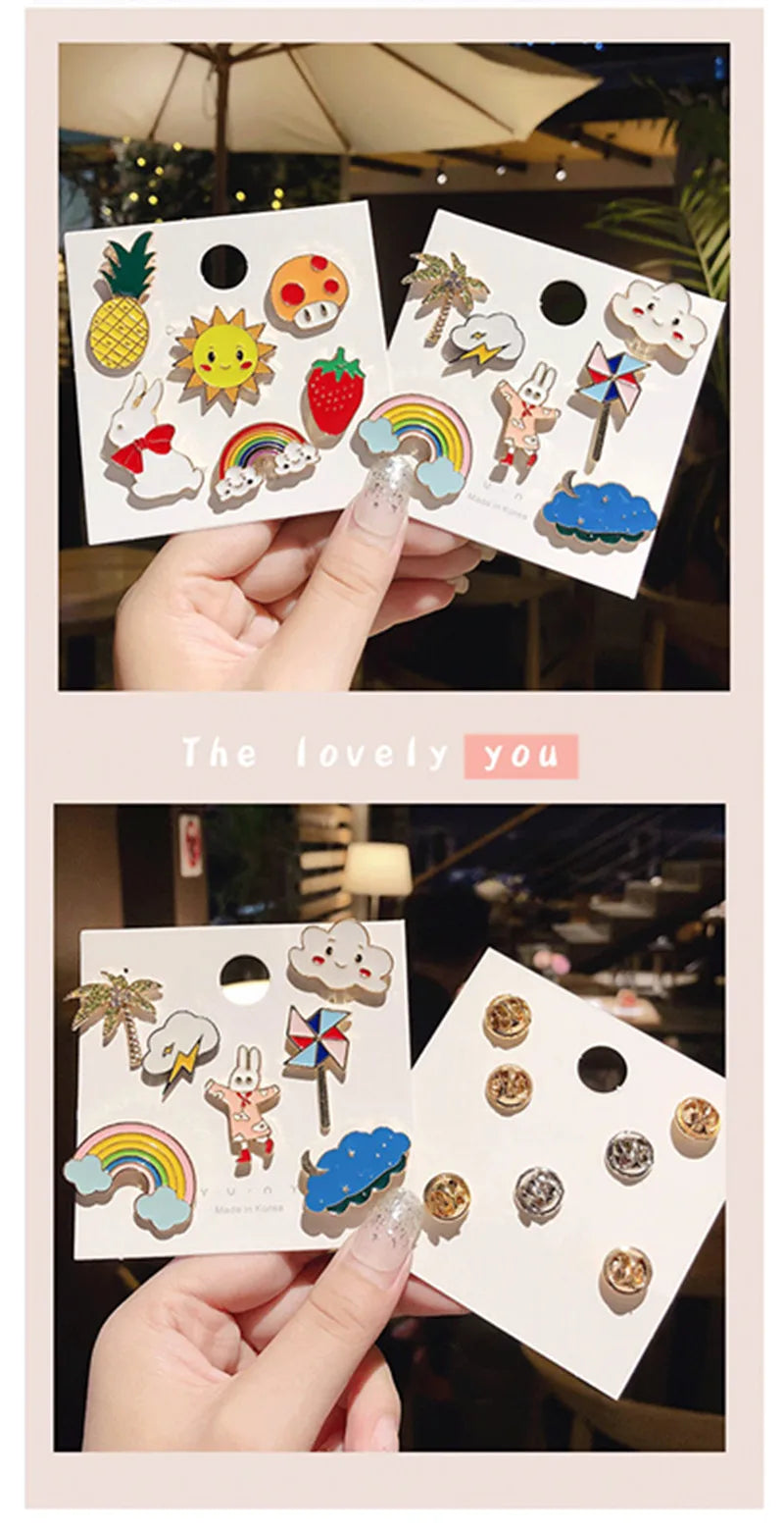 10-100PCS Cute Animal Plant Enamel Pins Random Metal Badges Lapel Brooches Decor Backpack Clothing Hat Bag For Women Kid Jewelry - AMULET RING STORE