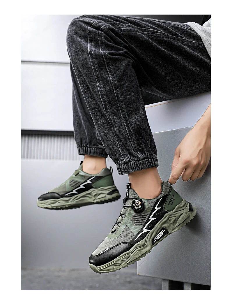 Men's Korean breathable casual sports shoes four season new soft soled Rotating shoelaces outdoor running shoes student sneakers - AMULET RING STORE