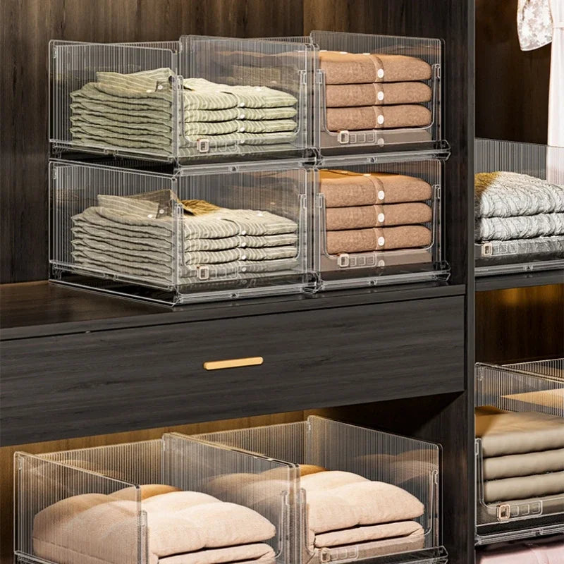 Large Capacity Foldable Storage Box Plastic Clothes Organizer Transparent Home Storage Trunk for Clothes Sundries Organizer - AMULET RING STORE