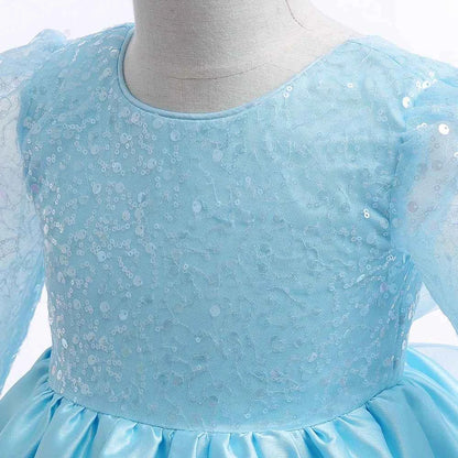 Baby Girl Birthday Fluffy Dress Infant Sequin Baptism Gown Flower Wedding Costume Kids Long Sleeved Clothes Toddler Vestidos