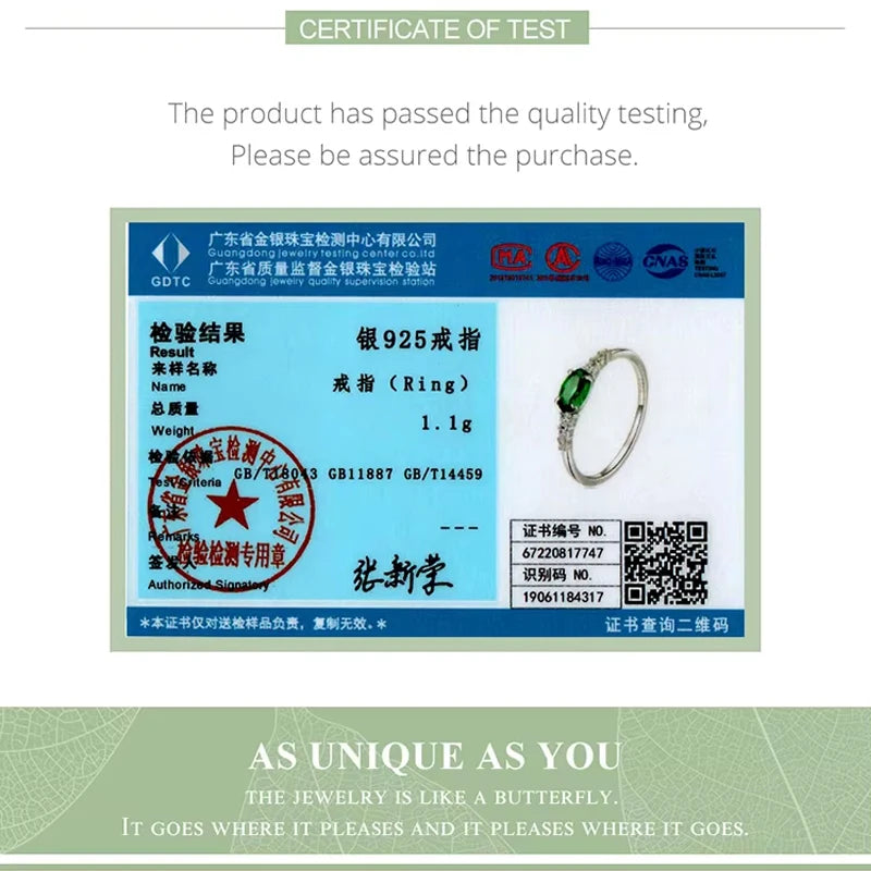 BAMOER 925 Sterling Silver Oval Gemstone Ring for Women Green Pink Zirconium Prongs Setting Ring Wedding Bridal Jewelry Gift