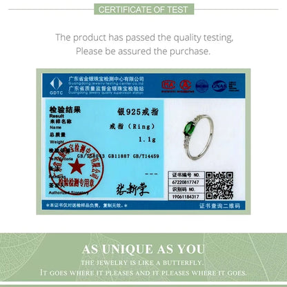 BAMOER 925 Sterling Silver Oval Gemstone Ring for Women Green Pink Zirconium Prongs Setting Ring Wedding Bridal Jewelry Gift