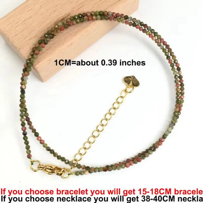 Fashion 2-3mm Faceted stone beads Necklace bracelet Pink Quartz Crystal zircon amethyst Choker Men Female Jewelry Party Gift - AMULET RING STORE