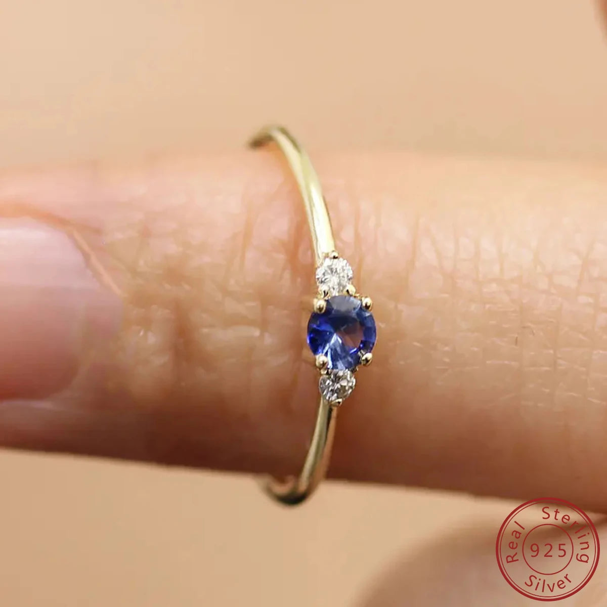 100% 925 Sterling Silver 3 Color Hot Sale Simple Color Ice Crystal Sapphire Ring Female zircon Rings For Women gold color Jewelr