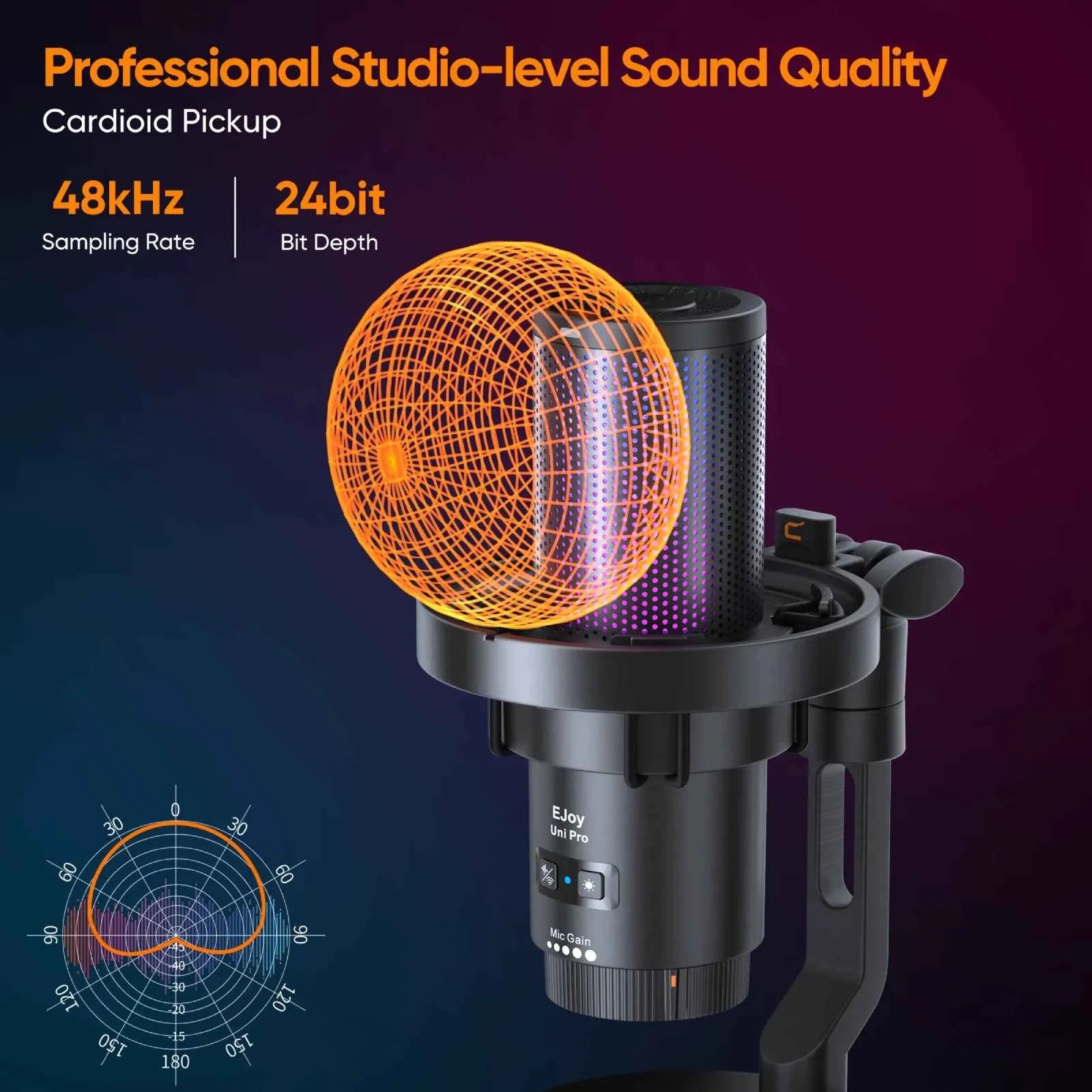 COMICA Uni D Uni A Wired USB Gaming Microphone for PC Laptop Phone Noise Cancellation Condenser Mic With RGB Lighting