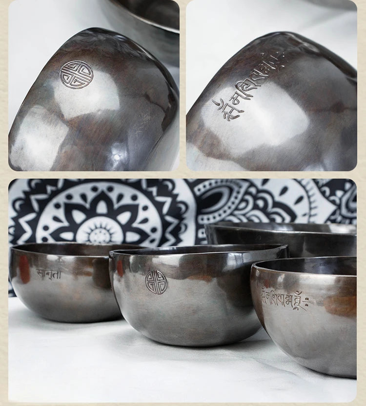Full Moon Tibetan Singing Bowl Handmade Mindfulness Meditation Nepal Singing Bowls Yoga Chakra Sound Healing Therapy Accessories - AMULET RING STORE