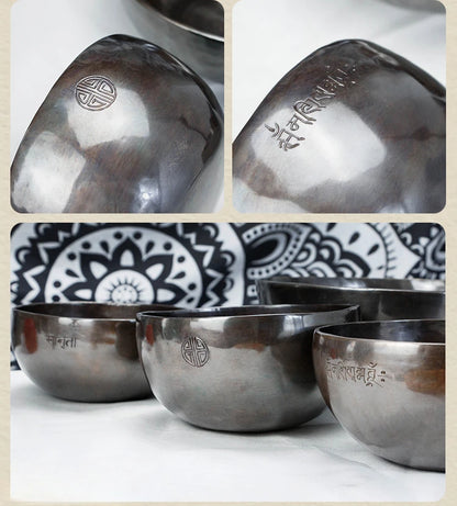 Full Moon Tibetan Singing Bowl Handmade Mindfulness Meditation Nepal Singing Bowls Yoga Chakra Sound Healing Therapy Accessories - AMULET RING STORE