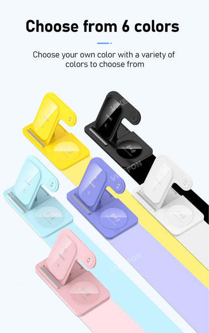 30W LED Fast Wireless Charger Stand 3 in 1 Foldable Charging Station For iPhone 15 14 13 12 11 Apple Watch 9 8 7 6 5 Airpods Pro