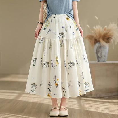 THHONE Summer Skirt Women 2025 High Waist Loose Fashion Vintage Dot Casual Korean Style Elegant A-line Skirts Women's Clothing