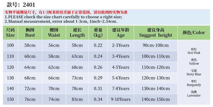 Girls Party Dresses Elegant Flower Printed Princess Dress Girls Birthday Party Wedding Bridesmaid Gown Girl's Ceremonial Dress