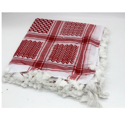 Tactical Cotton Shemagh Keffiyeh Hunting Outdoor Desert Scarf Neck Head Wrap with Tassel for Men Women for Cycling Camping CS - AMULET RING STORE