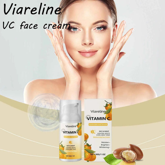 Viareline Vitamin C Face Cream Antioxidant Glowing Skin Tone Enhance Skin Elasticity Deep Moisturizing Softening Face Cream