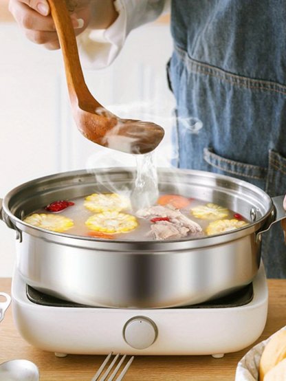 Stainless steel steaming and stewing soup pot with egg steamer, induction cooker, household thick hotpot pot, induction cooker
