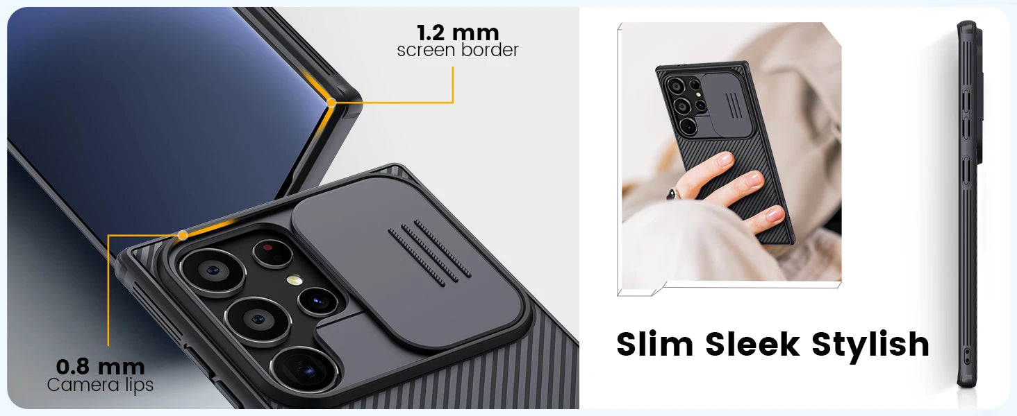 Nillkin Case For Samsung Galaxy S25 S24 S23 S22 Ultra Plus FE A55 A35 Slide Pro Camera Slim Rugged Phone Thin Shockproof Cover - AMULET RING STORE