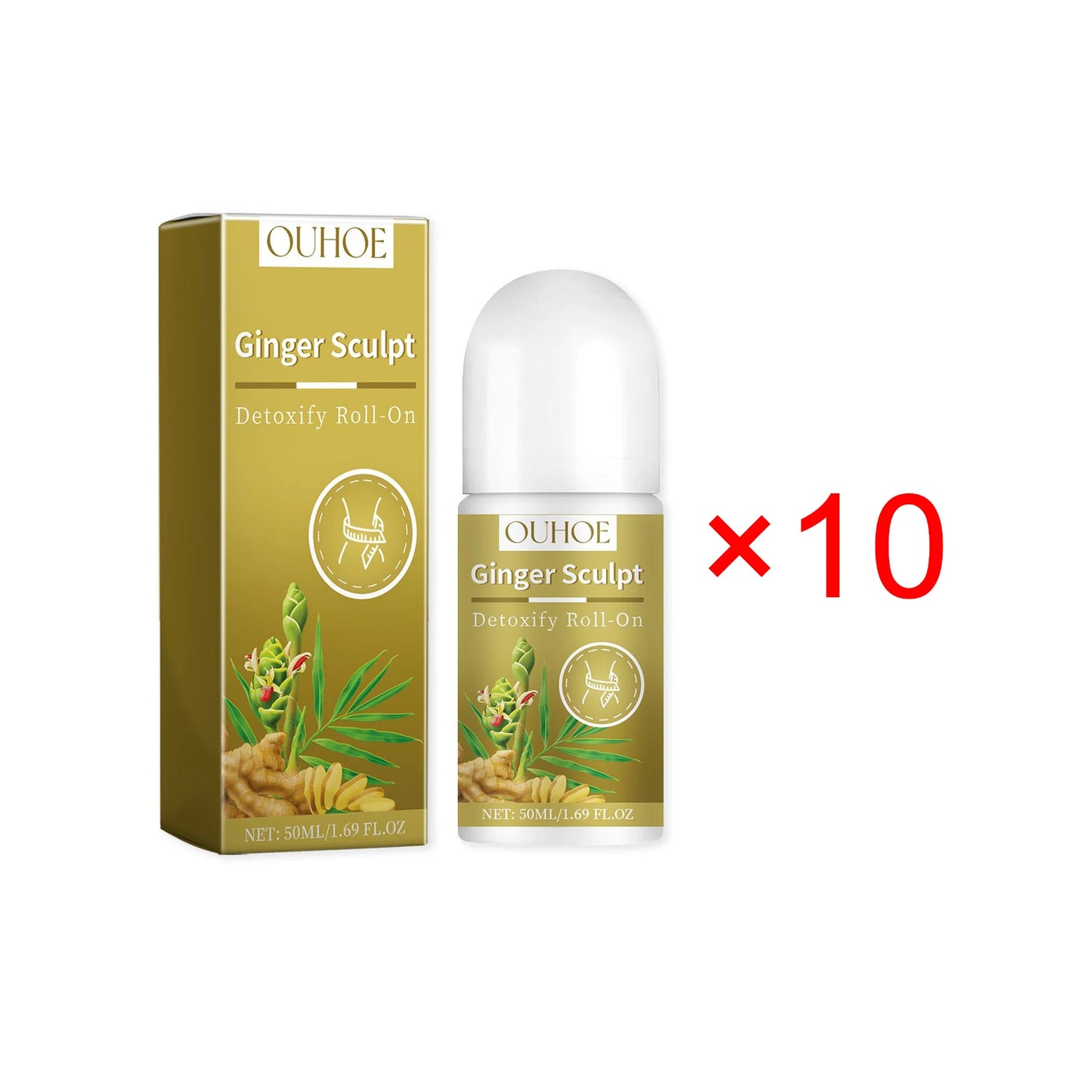 Ginger Sculpt Detoxify Roll-on Ginger Extract Increase Metabolism Promote Fat Burning Moisturizing Skin Care Body Ball Massage