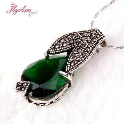 12x16mm Drop Stone Beads Marcasite White Tibetan Silver For Women New Year Christmas Gift Fashion Trendy Pendant 1 Pcs