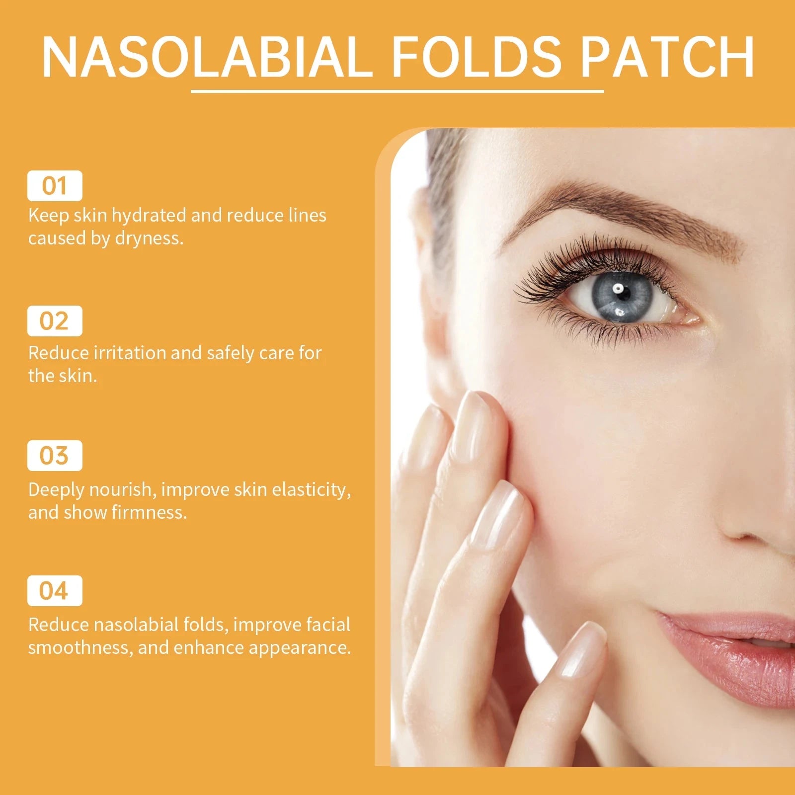 Nasolabial Folds Patch Contain Collagen Hyaluronic Acid Firming Skin Fade Fine Lines Deep Moisturizing Facial Mask Anti Wrinkle