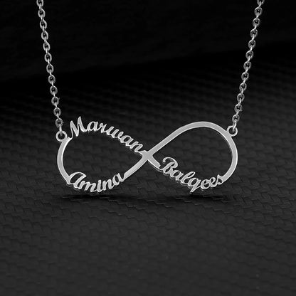 Custom Double Heart Two Names Infinity Necklaces For Women Stainless Steel Customized Necklace Pendant Personalized Jewelry Gift