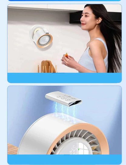 Eary Wall-mounted Fan Punch-free Foldable Fast Charging Desktop Fan With Night Light Magnetic Remote Control Air Conditioner Fan