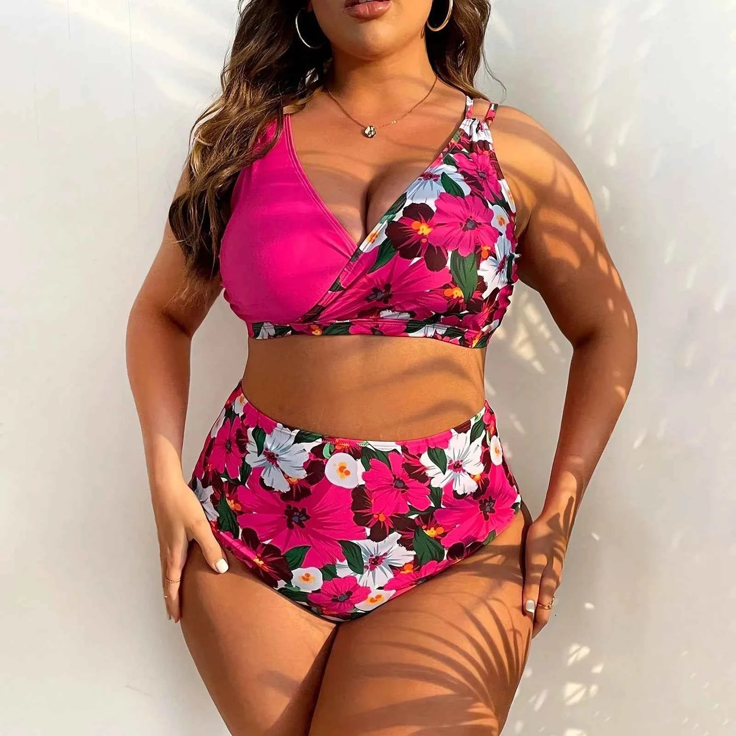 2024 New Plus Size Bikini Sets For Women Swimsuit Large Bathing Suits Two-Piece High Waist Push Up Bikini Set Sexy Separate