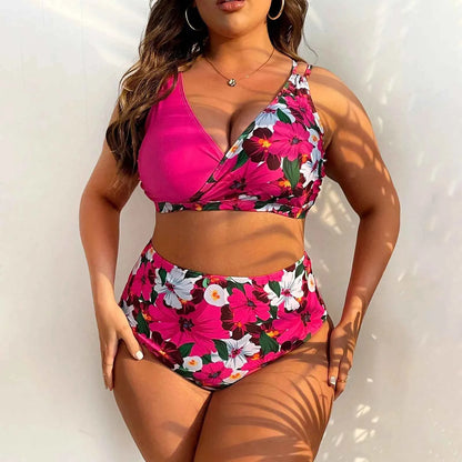 2024 New Plus Size Bikini Sets For Women Swimsuit Large Bathing Suits Two-Piece High Waist Push Up Bikini Set Sexy Separate