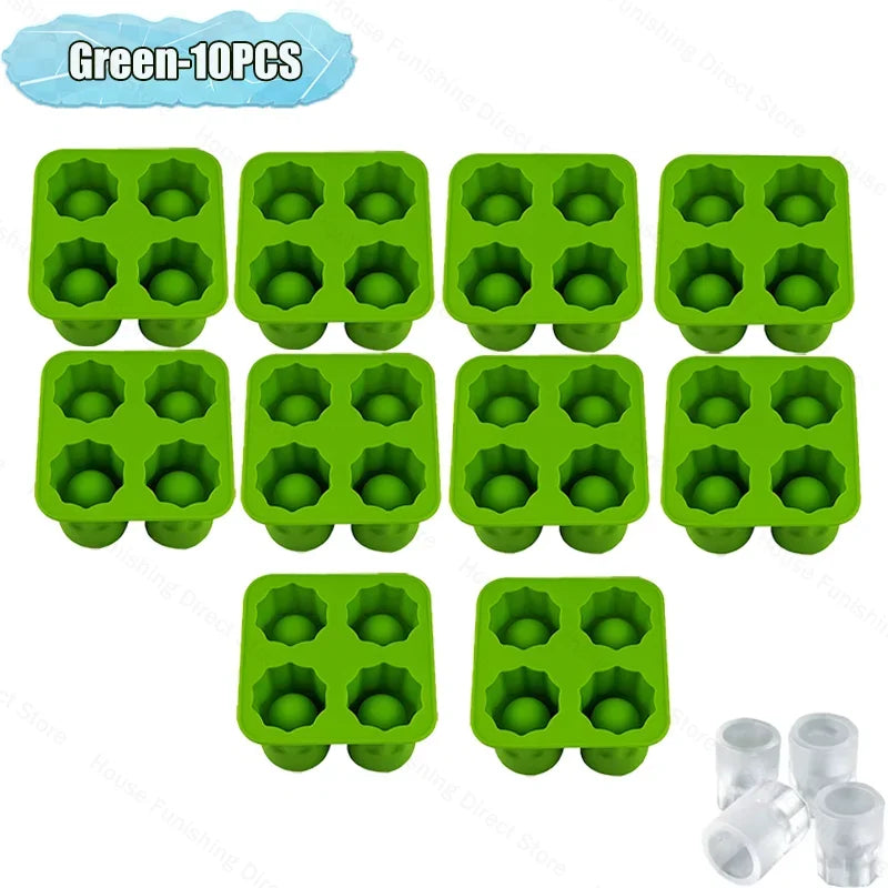 4Cup Shape Silicone Ice Cube Mold Tray for Summer Bar Party DIY Cold Drinks Kitchen Essential Ice Cup Maker Compartment Mold - AMULET RING STORE
