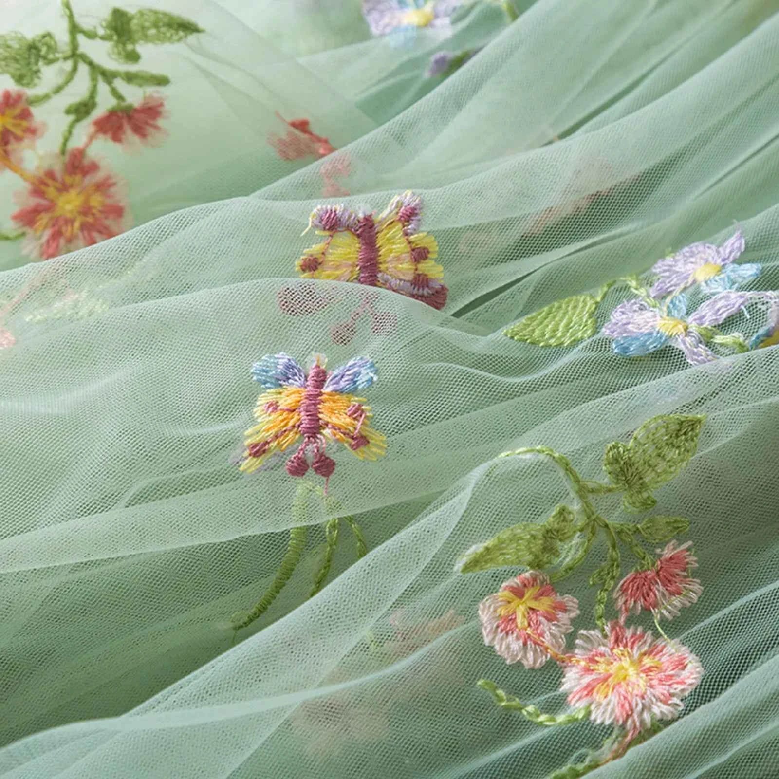 Delicate Party Prom Evening Dress Colorful Flower Embroidery Dresses Fashion Butterfly Princess Dress Birthday Princess Clothes