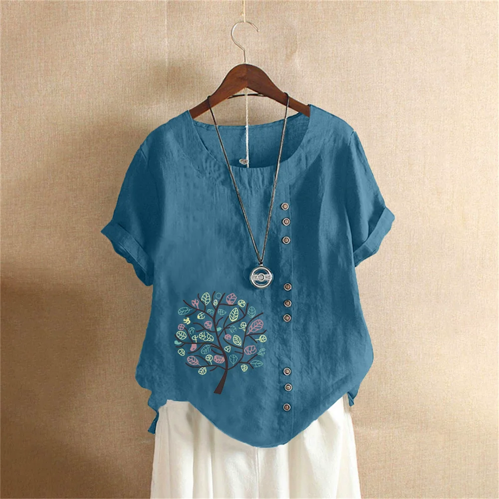 Cotton Linen T Shirt Women's Clothing Summer Retro Ladies Tops Tee Casual Loose Short Sleeve T-shirt Woman Ropa Blusas Tshirt