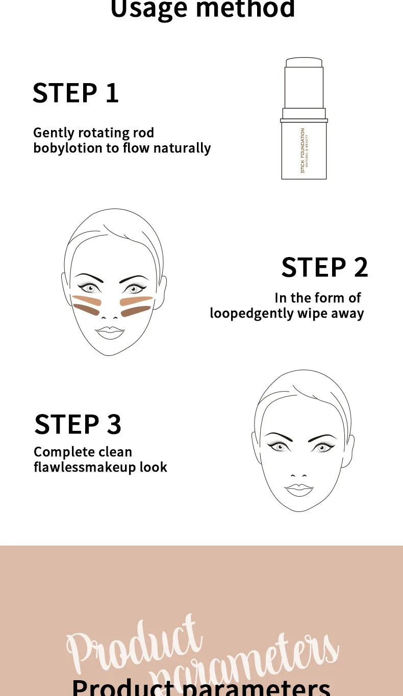 Concealer Foundation Cream Stick Oil Control Lasting Waterproof BB Cream Full Coverage Face liquid base korean makeup Cosmetics - AMULET RING STORE