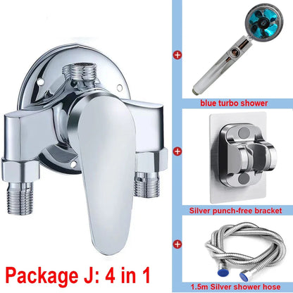 G1/2" Bathtub Shower Faucet Hot and Cold Water Mixing Valve Bathroom Set Countertop Mounted Chrome Plated Valve Bath Shower Set