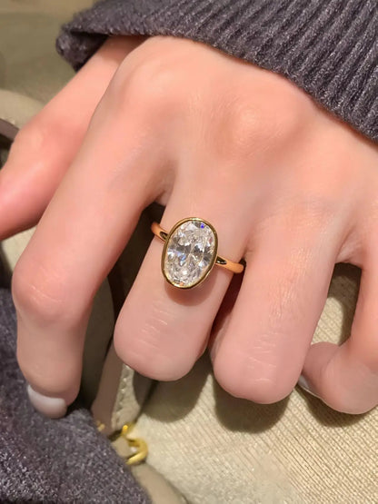 925 Sterling Silver Zircon Fashionable Delicate Simple Oval Ring for Women Engagement Wedding Luxury High Quality Fine Jewelry