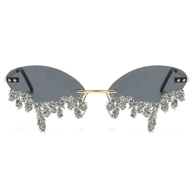 Diamond Rimless Sunglasses Women Luxury Brand Rhinestone Sun Glasses Ladies Sexy Tear Shape Punk Party Eyewear gafas de sol