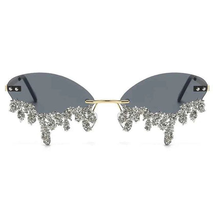 Diamond Rimless Sunglasses Women Luxury Brand Rhinestone Sun Glasses Ladies Sexy Tear Shape Punk Party Eyewear gafas de sol