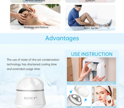 Rotation Stainless Steel Ice Roller For Face With Case Cold Massage Ball Facial Roller for Pain Relief Tighten Skin