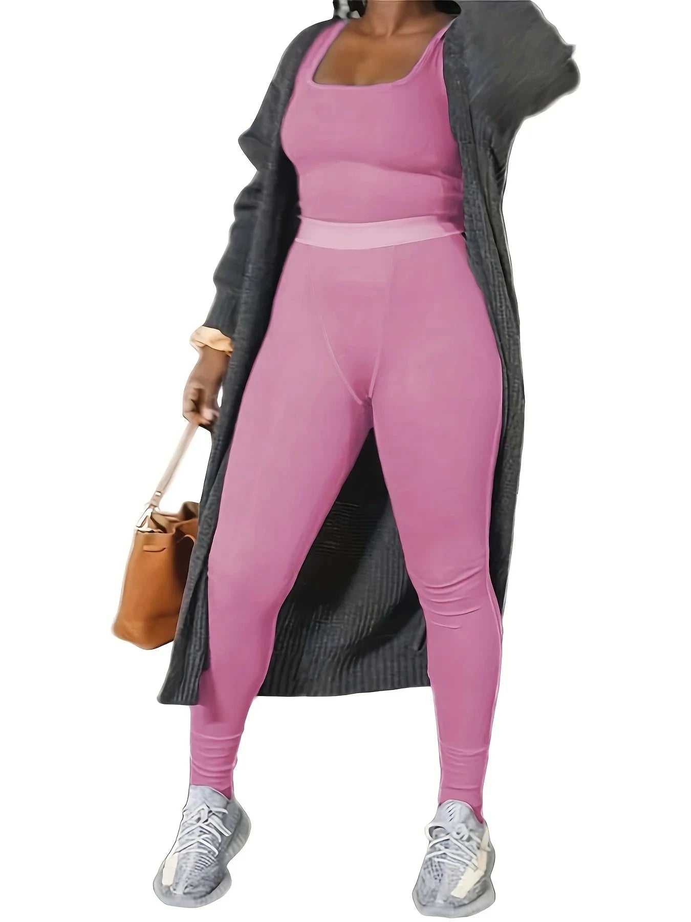 New Design Women Summer Fitness Sports Wear Lounge Set Yoga Solid Color Vest Summer Two Piece Set Tank Top Biker Shorts Set