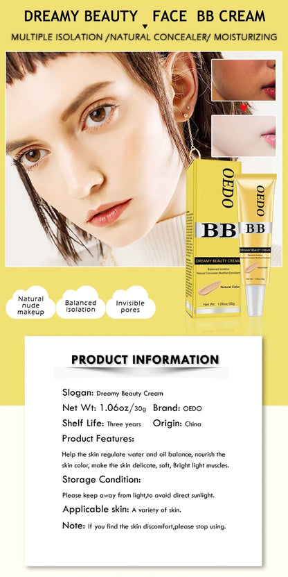 Dreamy Beauty Cream Makeup Natural Concealer BB Cream Face Care Modified Emollient Easy to Wear Sun Block Whitening Cream 30g - AMULET RING STORE