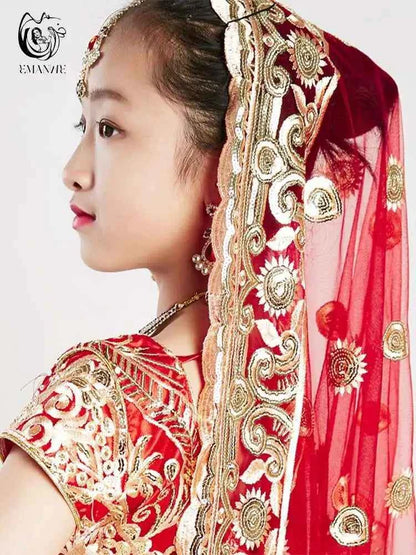 Yiman exotic Indian dance ethnic style children's dance costume, sari embroidery Tang costume, big swing skirt, Lengha set