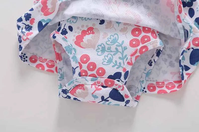 Infant Baby Girls Bodysuit Dress Cotton Floral Baby Girls Long-Sleeved Coat+Short SLeeve Dress 2Pieces Baby Girls Clothes sets