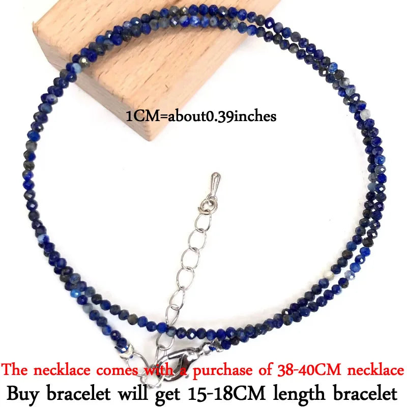 2-3mm Natural Stone Beaded Necklace Handmade Mini Tourmaline lapis crystal Energy Healing Female Bracelet for Women Jewelry Gift - AMULET RING STORE