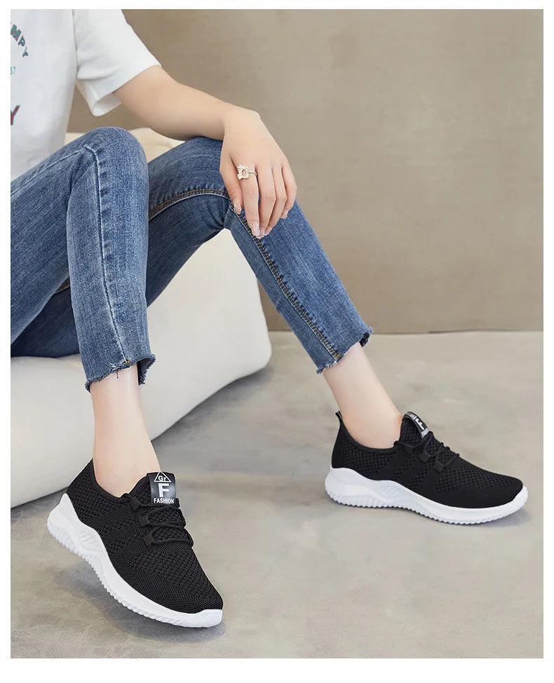 Women's shoes 2025 mesh breathable comfortable sports shoes soft sole lightweight fashion casual shoes - AMULET RING STORE
