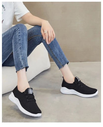 Women's shoes 2025 mesh breathable comfortable sports shoes soft sole lightweight fashion casual shoes - AMULET RING STORE