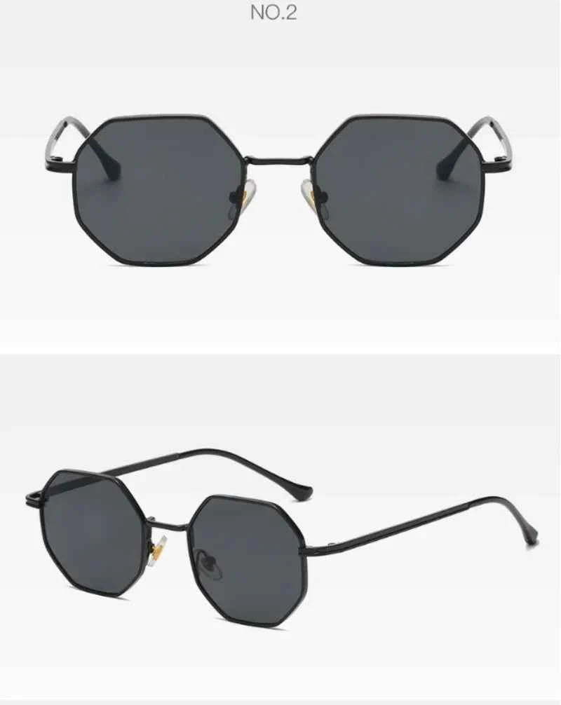 Vintage Polygonal Women Sunglasses Trendy Brand Metal Small Frame Gold-trimmed Gradient Sun Glasses