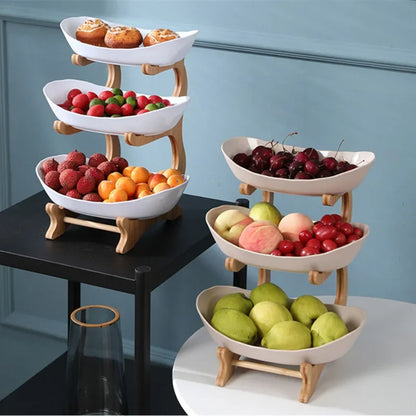 2/3 Layer Table Plates Dinnerware Kitchen Fruit Bowl with Floors Partitioned Dish Snack Candy Cake Stand Fruit Plate Salad Bowl - AMULET RING STORE
