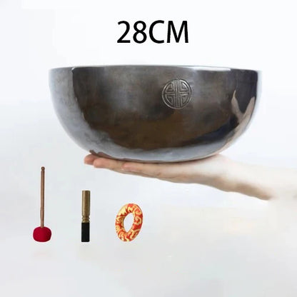 Full Moon Tibetan Singing Bowl Handmade Mindfulness Meditation Nepal Singing Bowls Yoga Chakra Sound Healing Therapy Accessories - AMULET RING STORE