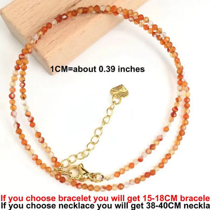 Fashion 2-3mm Faceted stone beads Necklace bracelet Pink Quartz Crystal zircon amethyst Choker Men Female Jewelry Party Gift - AMULET RING STORE