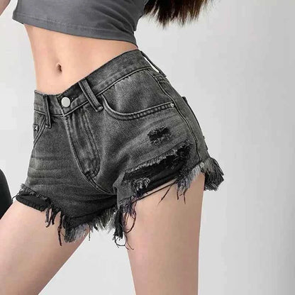 Summer Female Short Jeans Pants High Waist Wide Women's Denim Shorts Korean Style Fashion Clothing 2024 Flowy Luxury Stretchy XL