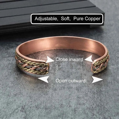 Vinterly Pure Copper Bracelets Magnetic Twisted Cuff 12mm Rose Adjustable Health Energy High Magnets Bangles Resizable Jewelry