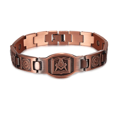 Cross Magnetic Bracelet Copper Energy 12mm Wristband Magnetic Bracelet Men Chain Link Vintage Masonic Ethnic Tribal Jewelry Men
