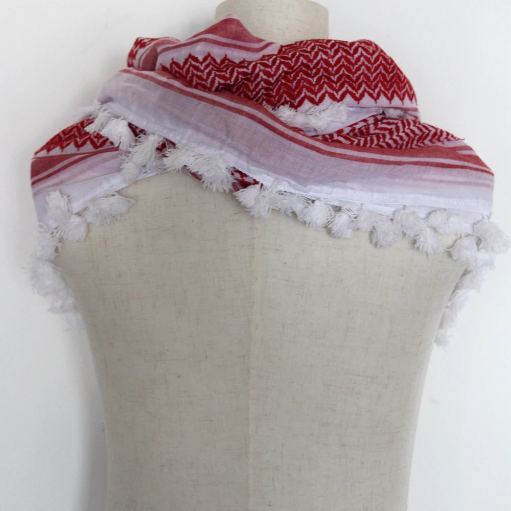 Tactical Cotton Shemagh Keffiyeh Hunting Outdoor Desert Scarf Neck Head Wrap with Tassel for Men Women for Cycling Camping CS - AMULET RING STORE